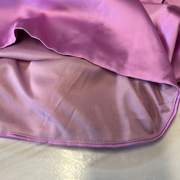 NWT IEENA Mac Duggal Orchid Mini One Shoulder Satin Dress 10 - Picture 9 of 11